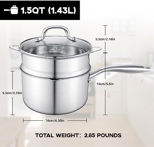 Leetaltree 15 Quart Stainless Steel Saucepan with Steamer Basket