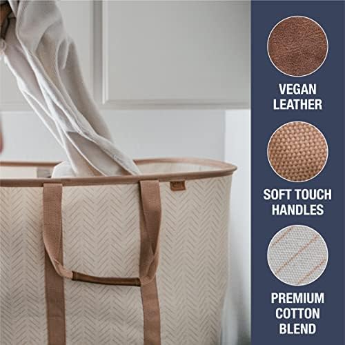 CleverMade Collapsible Laundry Tote LUXE Mocha 2PK - 50L 13 Gal