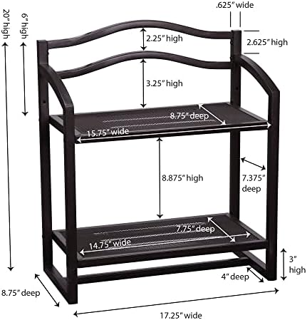 Household Essentials 2-Tier Metal Wall Mount Bathroom Storage Rack Espresso Brown