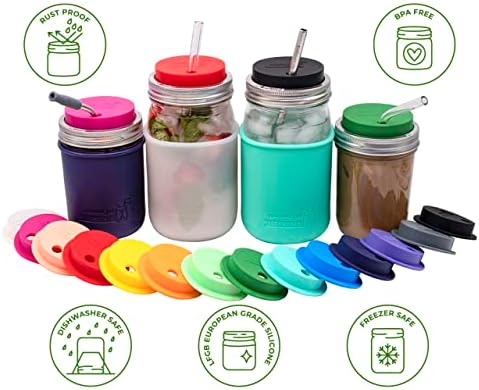 2-Piece Wide Mouth Silicone Tumbler Fermentation Lid Set from Mason Jar Lifestyle