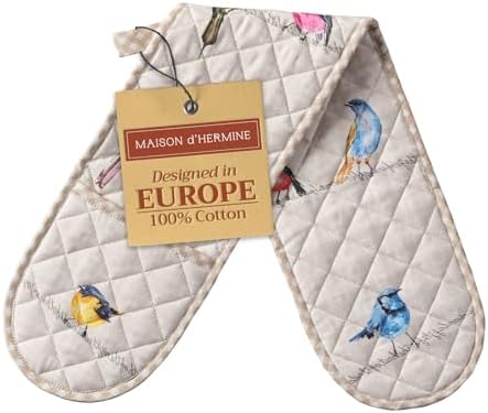 Premium 100 Cotton Double Oven Mitts for Bakers Chefs
