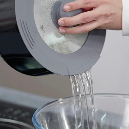 Tempered Glass Strainer Lid with Silicone Rim for Stockpot Pot - Red