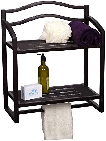 Household Essentials 2-Tier Metal Wall Mount Bathroom Storage Rack Espresso Brown