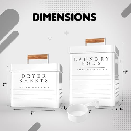KOANEssentials Farmhouse Laundry Pods Dryer Sheets Container Set