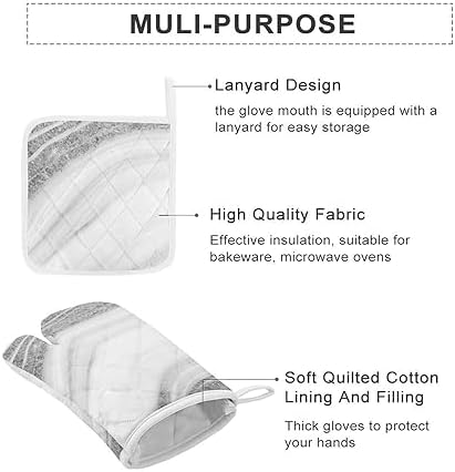 4-Piece Oven Mitts Set Heat Resistant Stylish Kitchen Tools