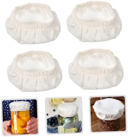 4pcs Beige Cotton Canning Jar Lids Covers Wide Mouth Jar Protectors