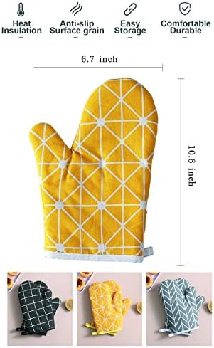 Premium Heat-Resistant Oven Mitts 2-Pack Yellow