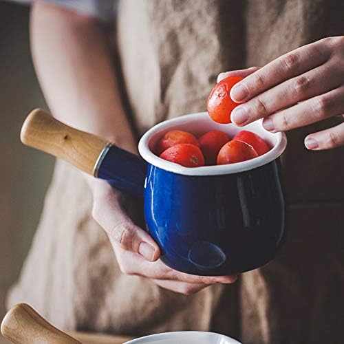 YumCute Enamel Saucepan 4 Inch 17 Oz Butter Warmer with Wooden Handle