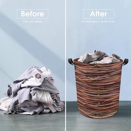 MEIKKO Woven Branches Laundry Basket with Waterproof Coating