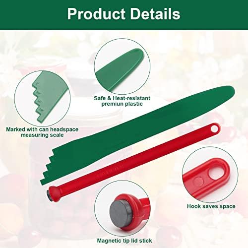 4-Piece Canning Kit with Magnetic Lid Lifter Bubble Popper RedGreen