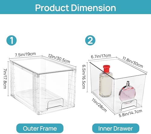 4-Pack Acrylic Storage Drawers for Bathroom Kitchen Pantry Organization