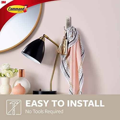 Command Large Brushed Nickel Double Hooks or Your Name HangingWallHolderWithAdhesiveStrips HoldsUpTo4Pounds