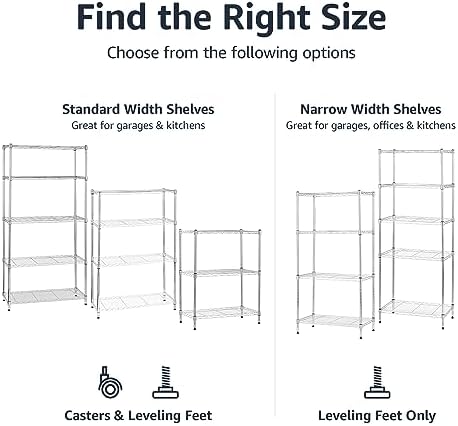 Amazon Basics 5-Shelf Steel Storage Unit 200 lb Capacity Chrome Finish