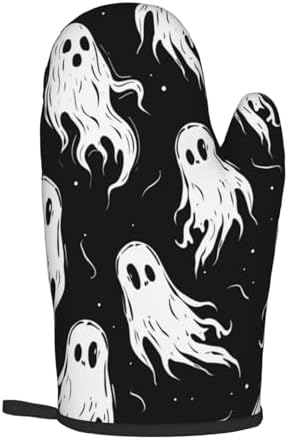 Halloween Ghost Oven Mitt Set Heat-Resistant Potholders for Baking Cooking