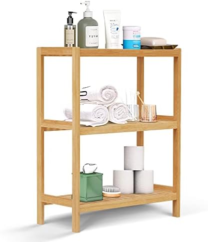 HLXZN 3-Tier Bamboo Freestanding Shelf Unit