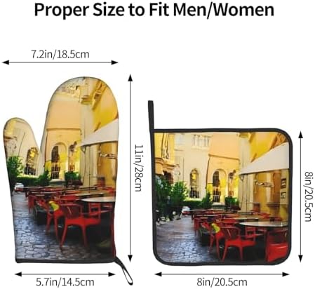 Italian Old Street Elegance Non-Slip Oven Mitt Set
