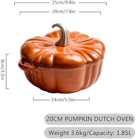 Enameled Cast Iron Dutch Oven with Pumpkin Shape and Lid