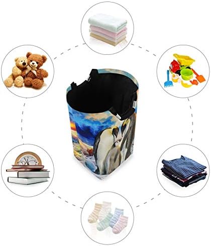 Susiyo Foldable Laundry Basket with Handles and Unique Penguin Pattern