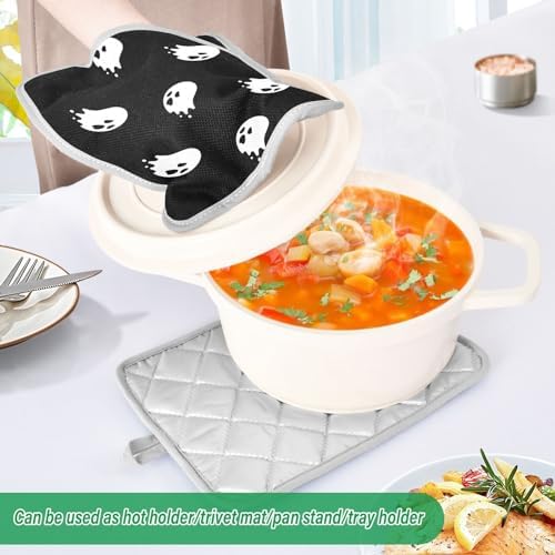 Halloween Spooky Ghost Potholder Set for Oven Mitts