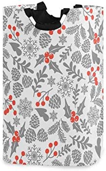 SUSIYO Winter Holly Berries Collapsible Laundry Basket