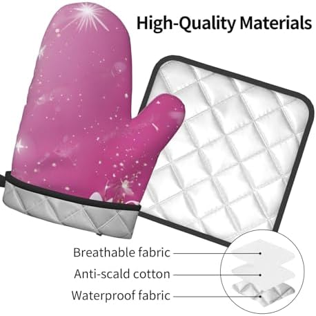 Daisy-Printed Oven Mitts and Pot Holders Non-Slip Kitchen Gloves