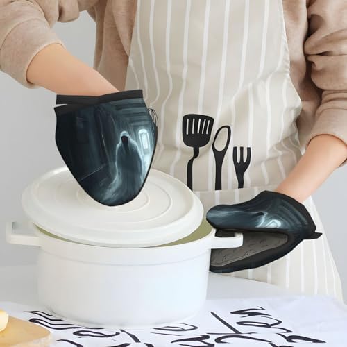Vivid Halloween Ghost Mini Silicone Oven Mitts Heat and Slip Resistant Kitchen Mittens59X59