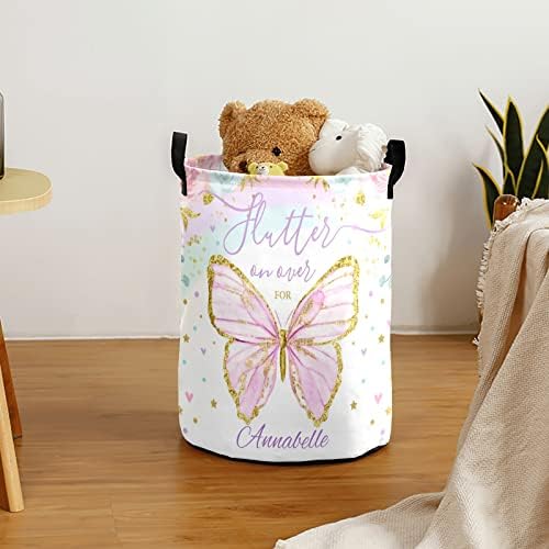 Customizable Butterfly Floral Pattern Water Resistant Laundry Basket