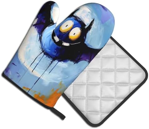 Halloween Bat Graffiti Oven Mitts Set