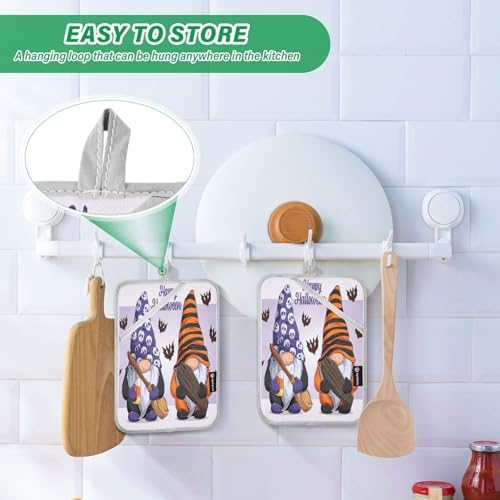 Halloween Gnome 2-Pack Pothenholder Set Heat-Resistant Non-Slip Kitchen Potholders