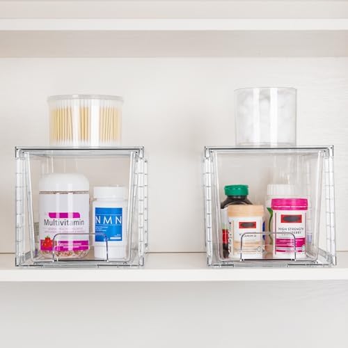 4-Pack Acrylic Storage Drawers for Bathroom Kitchen Pantry Organization