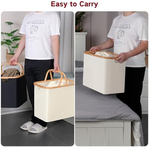 Efluki 60L Black Collapsible Laundry Basket with Handles