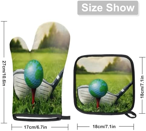 Golf Sports Theme Potholders Oven Mitts Set