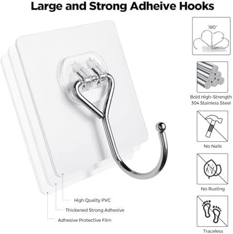 Meknow Large Adhesive Hooks