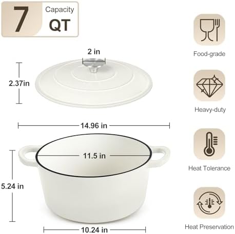 PP CHEF 7QT Enamel Dutch Oven with Lid