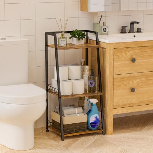 Stylish 3-Tier Bathroom Organizer with Metal Frames for Efficient Storage