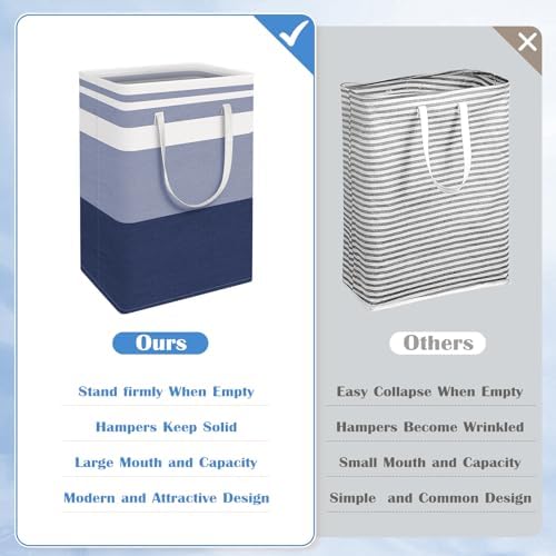 BlissTotes 3-Pack Gradient Blue Collapsible Laundry Basket