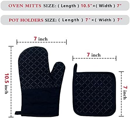 Set of 2 Cat Oven Mitts Pot Holders Heat-Resistant