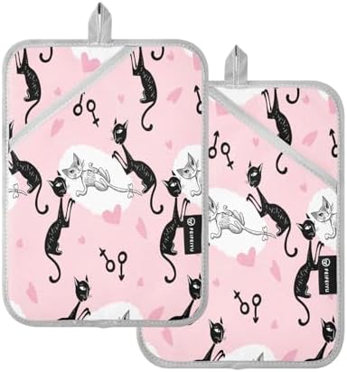 Pair of Heat-Resistant Oven Mitts for Baking Cooking