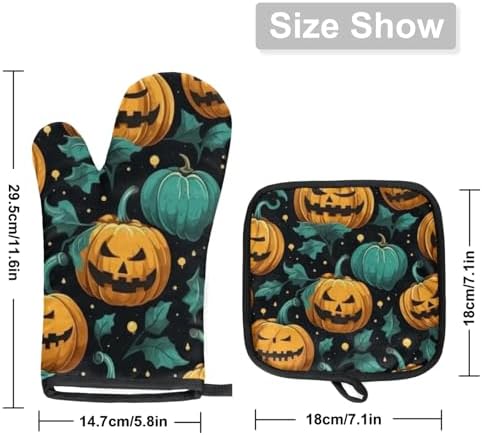 Cute Halloween Pumpkin Oven Mitt Set
