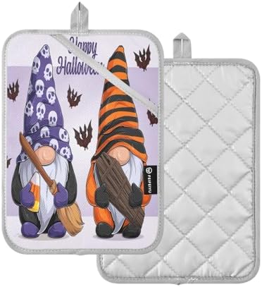Halloween Gnome 2-Pack Pothenholder Set Heat-Resistant Non-Slip Kitchen Potholders