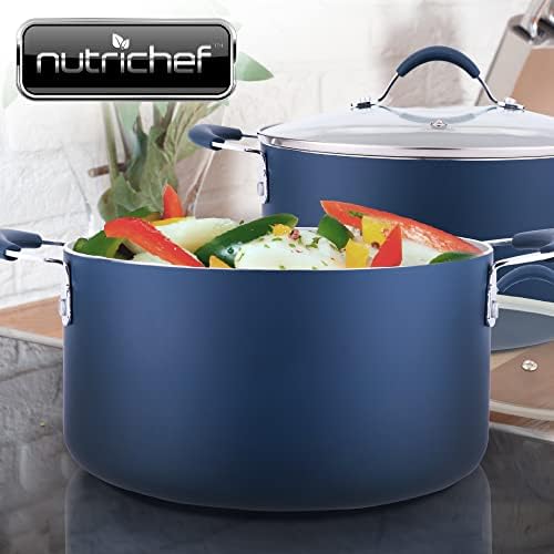NutriChef Dutch Oven Pot with Tempered Glass Lid - 5 Quart Non-Stick