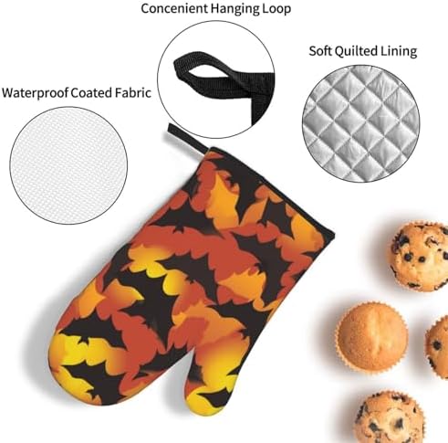Scary Halloween Bat Oven mitts Pot Holders Set of 3 Heat-Resistant Durable