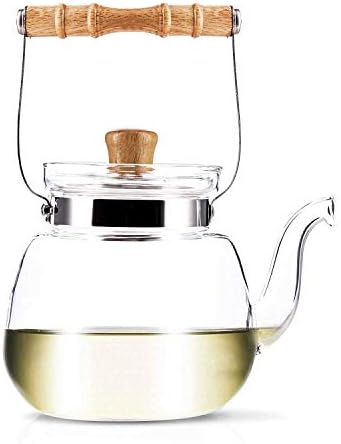 40 Oz Chinese Water Kettle Yama Glass Bamboo Handle Heat Resistant