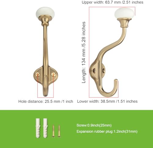 TUNNY 5-Pack Champagne Bronze Coat Hooks