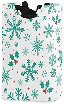 Susiyo Winter Christmas Green Snowflakes Foldable laundry basket