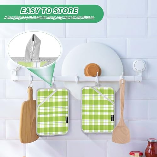Kcldeci Checkered Geometric Green 2-Pack POTHolders