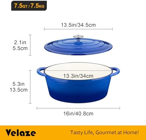 Velaze 75 QT Enameled Dutch Oven with Lid