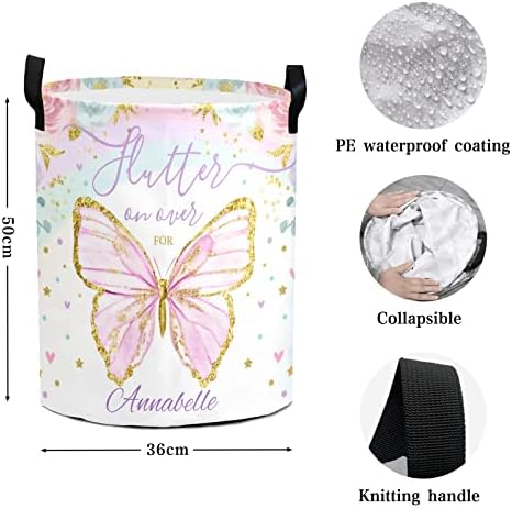 Customizable Butterfly Floral Pattern Water Resistant Laundry Basket