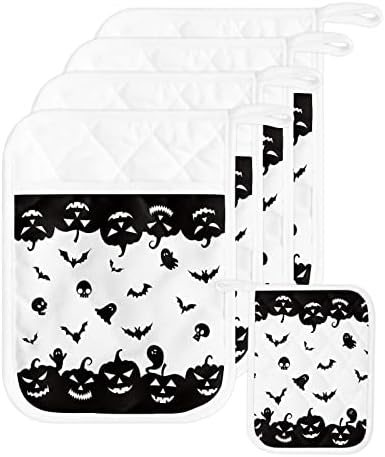 Halloween Pumpkin Bats Potholders Set of 5 Heat-Resistant Kitchen Accessories