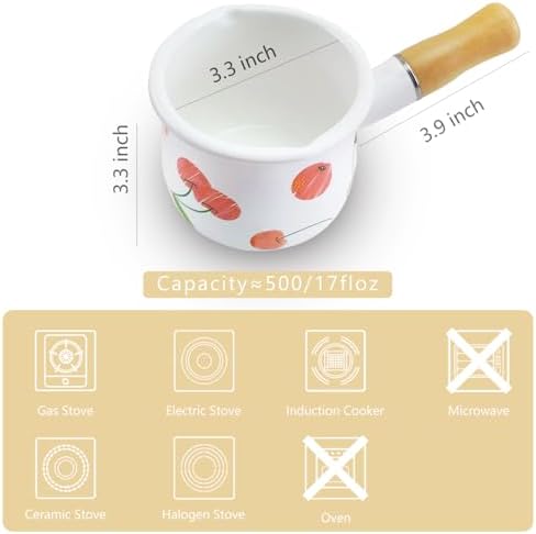 Small Enamel Milk Pot 4-Inch 17 Oz
